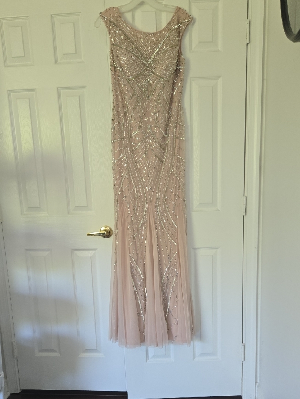 Adrianna Papell Blush Pink Sequin-Trim Dress